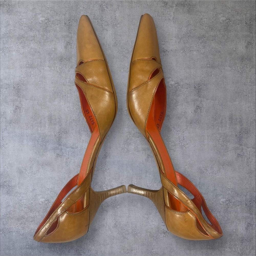 Prada Vintage Y2K Kitten Heel Pointed Toe Brown Mule Pumps Shoe Womens 40 US 10 - Picture 4 of 10